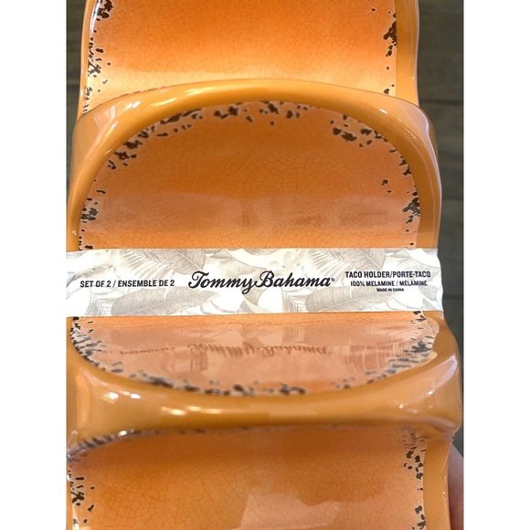 Tommy Bahama Taco Holder  Orange Crackle Rustic Melamine Set of 2 Taco Holders - Picture 6 of 7